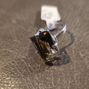 Elegant Sterling Silver and Brown Gemstone Ring